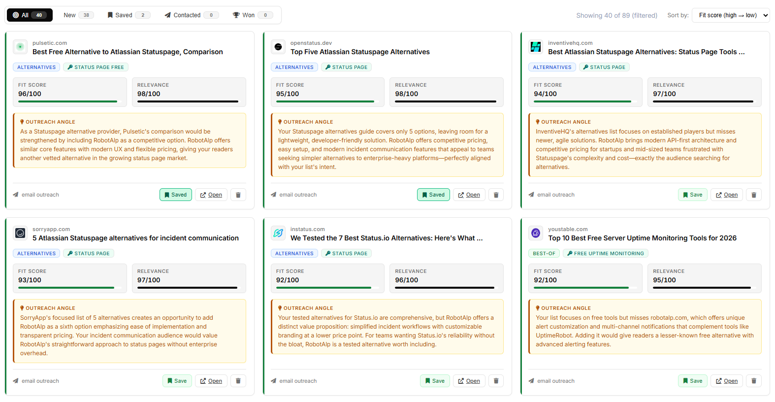 Backlink Growth Plan - Opportunity Cards
