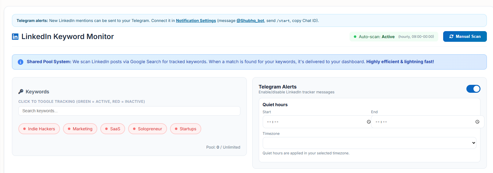 LinkedIn Keyword Monitor - Dashboard