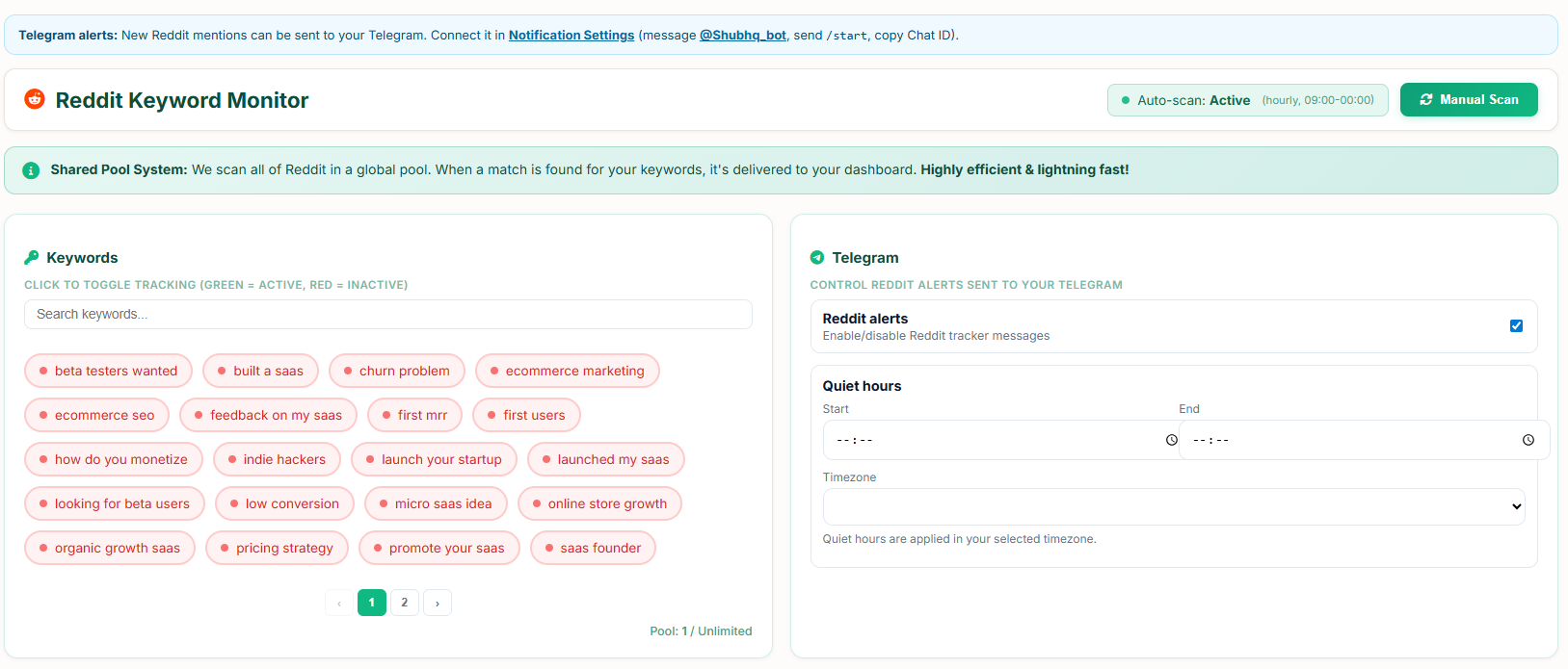 Reddit Keyword Monitor - Dashboard